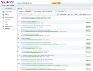 Lista de backlinks do Yahoo Site Explorer